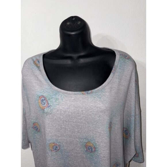 Lularoe Tunic Top Women Size XL Stretch Short Sleeves High Low Hem Gray - Picture 2 of 10